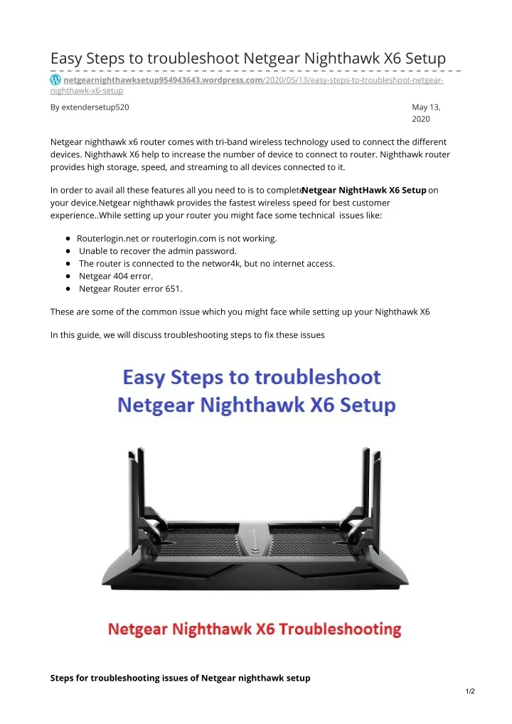 easy steps to troubleshoot netgear nighthawk