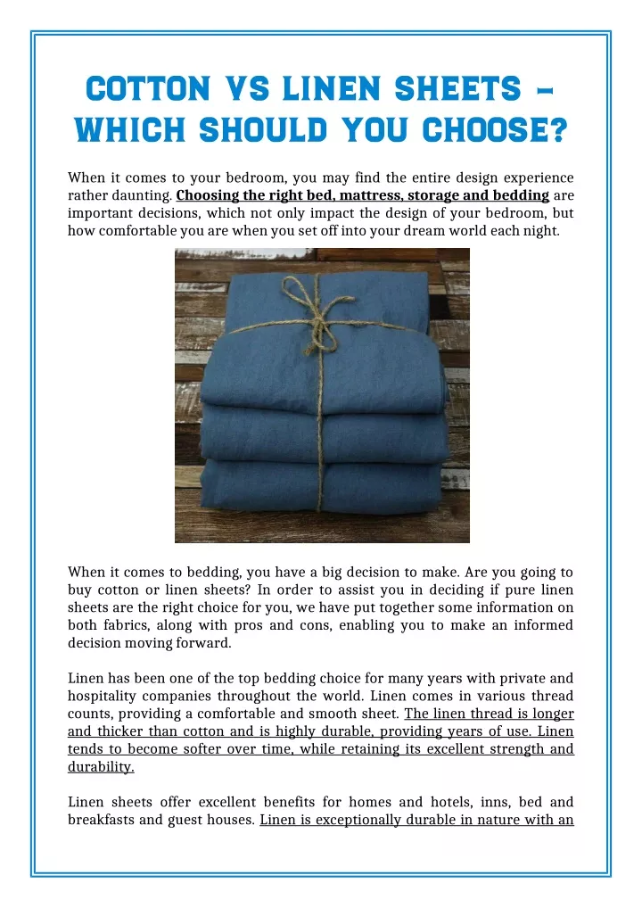 cotton vs linen sheets which should you choose