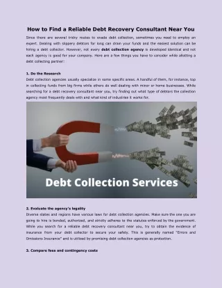 how to find a reliable debt recovery consultant