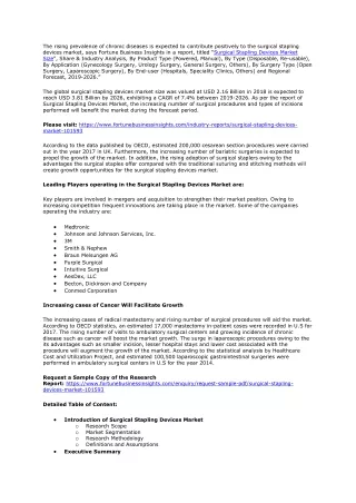 Surgical Stapling Devices Market Share, Size and  2026 Forecast