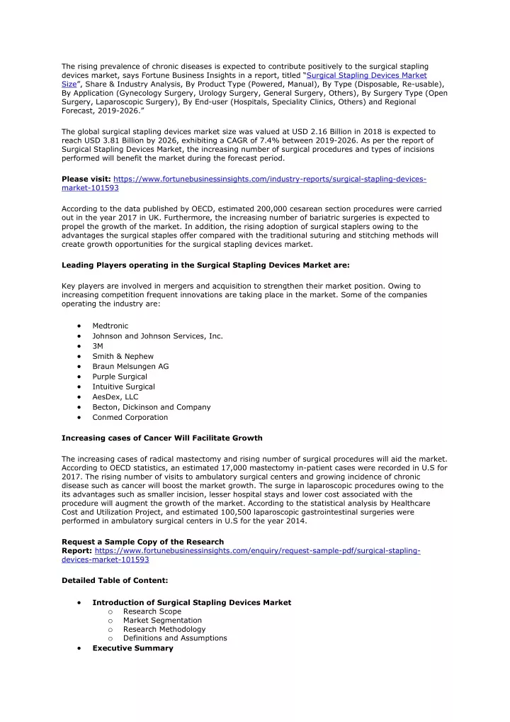 PPT - Surgical Stapling Devices Market Share, Size and 2026 Forecast ...