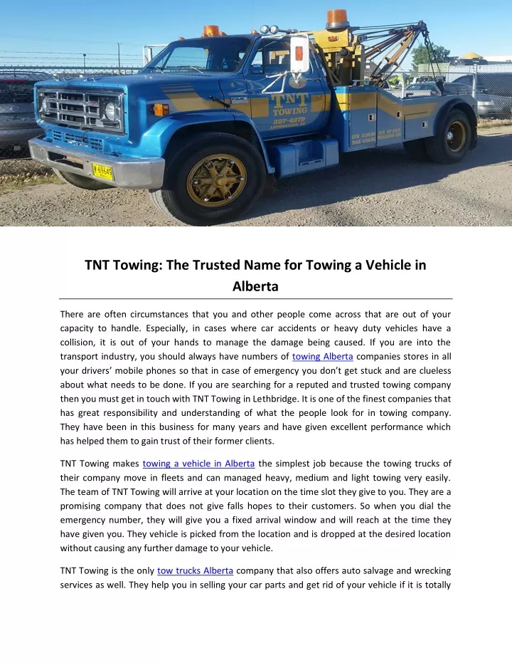 tnt towing the trusted name for towing a vehicle