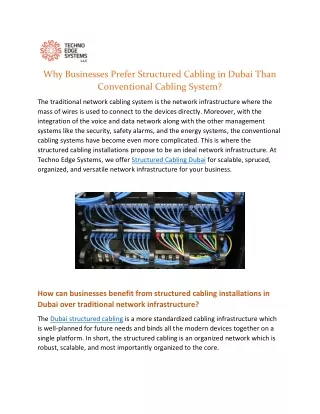why businesses prefer structured cabling in dubai