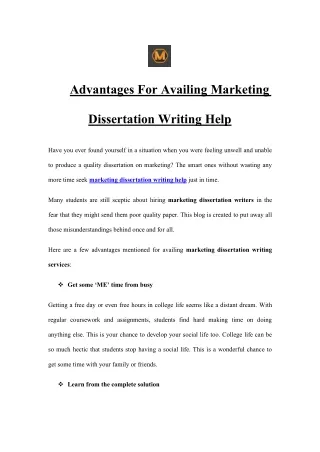 advantages for availing marketing
