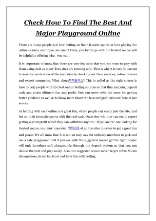 check how to find the best and