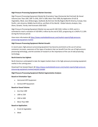 high pressure processing equipment market overview
