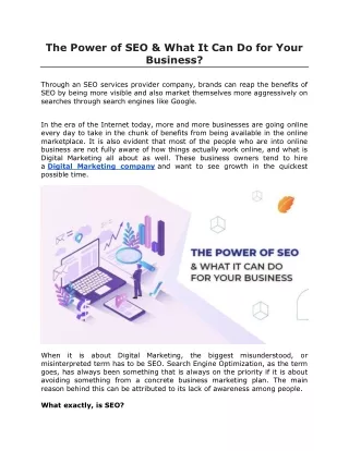 the power of seo what it can do for your business