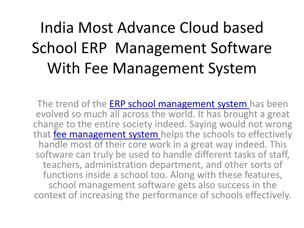 PPT - India Most Advance School Management Software With Fee Management ...