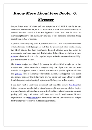 know more about free booter or