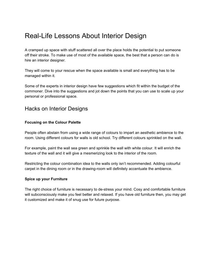 real life lessons about interior design