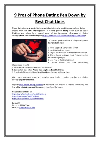 9 Pros of Phone Dating Pen Down by Best Chat Lines