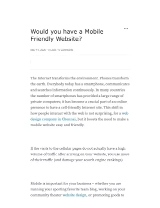 Would you have a Mobile Friendly Website?