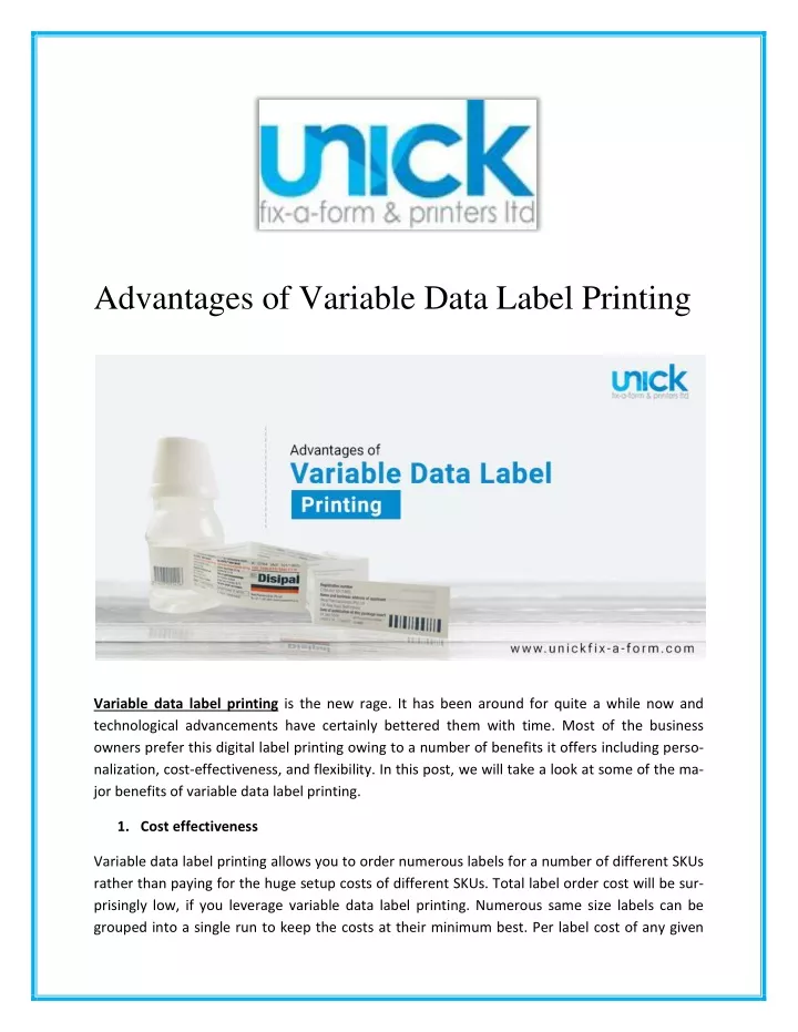 advantages of variable data label printing