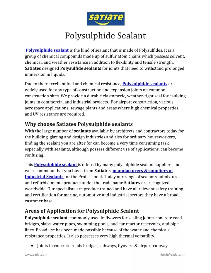 polysulphide sealant