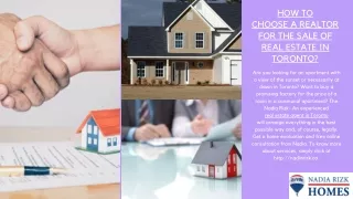 How to Choose a Realtor for the Sale of Real Estate in Toronto?