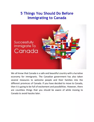 5 things you should do before immigrating