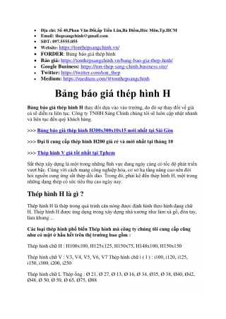 Bảng báo giá thép hình C - Tôn Thép Sáng Chinh