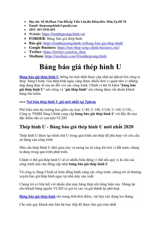 Bảng báo giá thép hình u -Tôn Thép Sáng Chinh