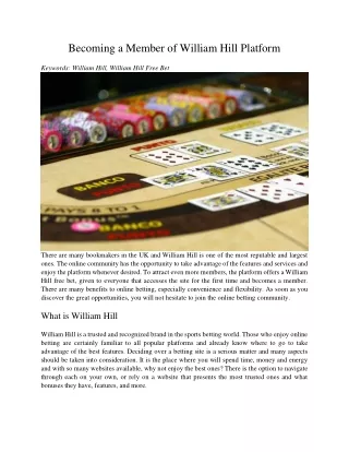 becoming a member of william hill platform
