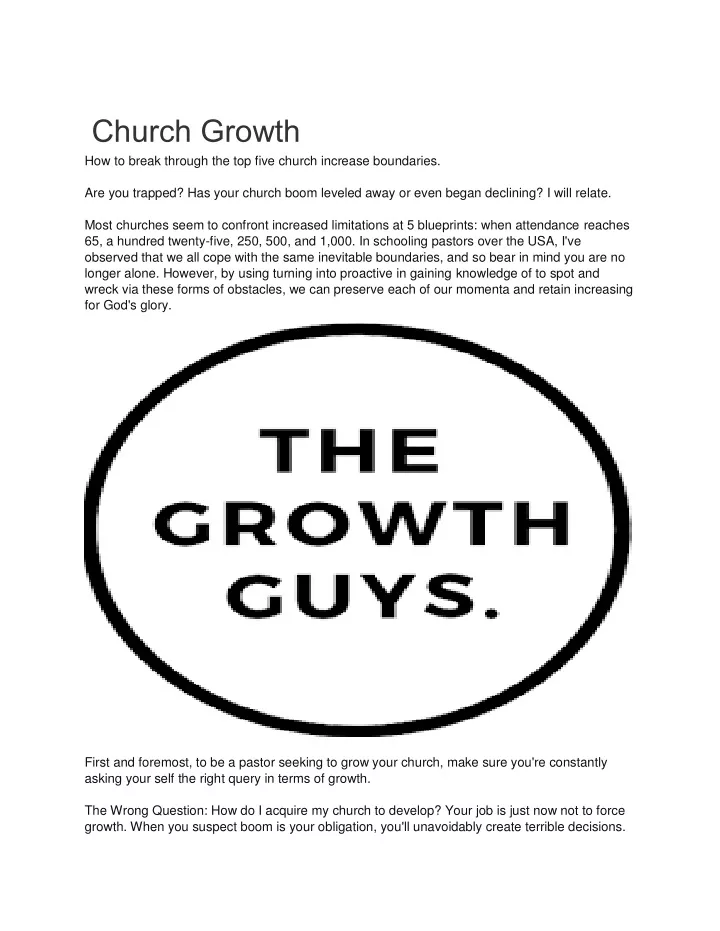 church growth how to break through the top five