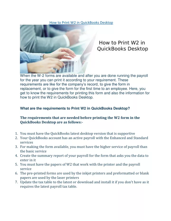 how to print w2 in quickbooks desktop