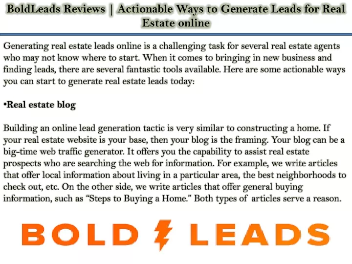 boldleads reviews actionable ways to generate