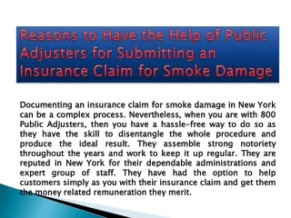 Reasons to Have the Help of Public Adjusters for Submitting an Insurance Claim for Smoke Damage
