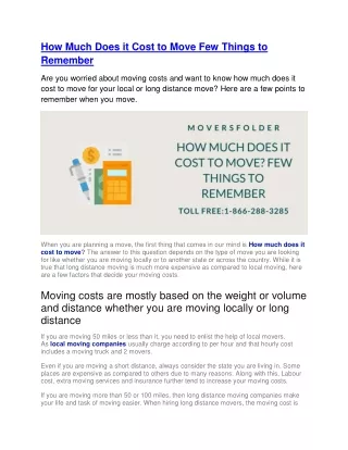 how much does it cost to move few things