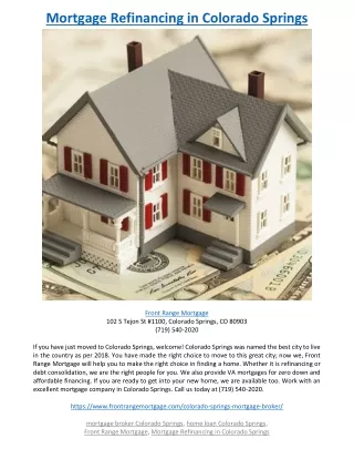 mortgage refinancing in colorado springs
