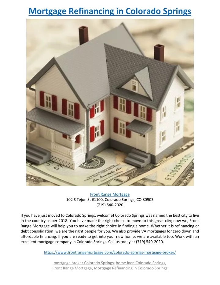 mortgage refinancing in colorado springs