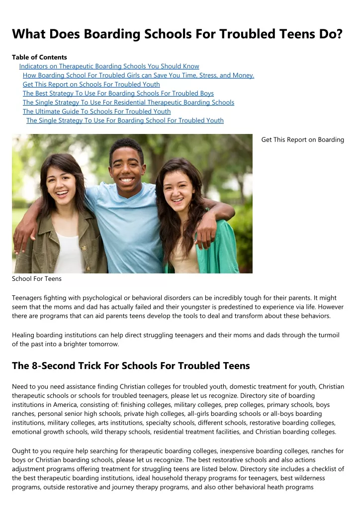 what does boarding schools for troubled teens do