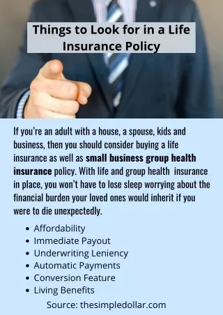 Things To Look For In A Life Insurance Policy