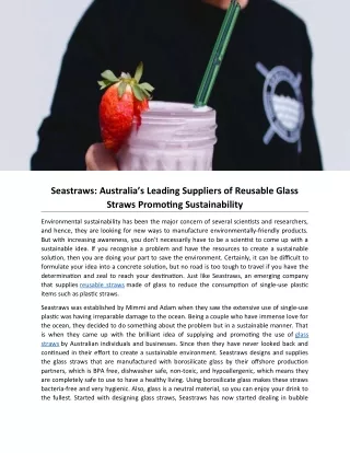 Seastraws: Australia’s Leading Suppliers of Reusable Glass Straws Promoting Sustainability