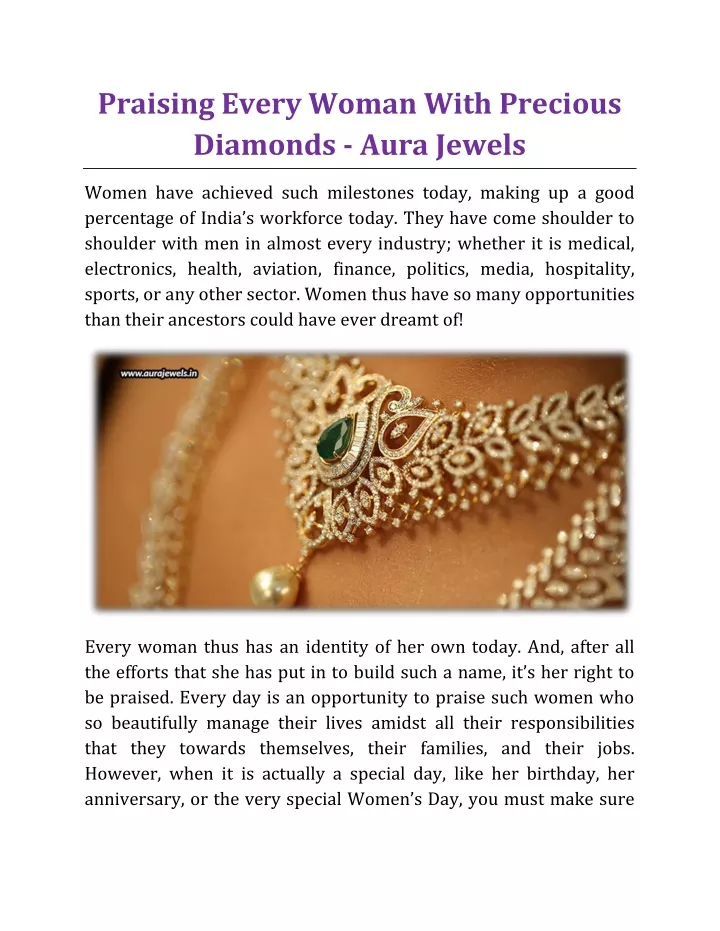 praising every woman with precious diamonds aura
