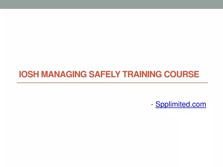 iosh managing safely training course