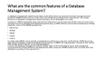 Common Features Of Database Management System - slide 1