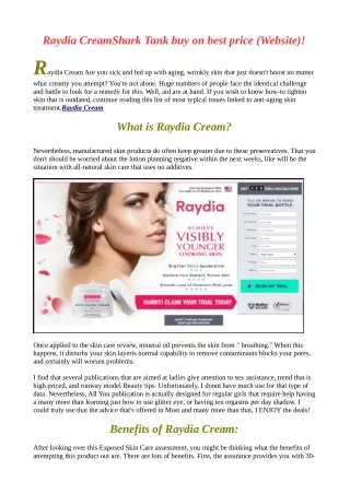Where can i buy Raydia CreamRead Reviews & Scam!