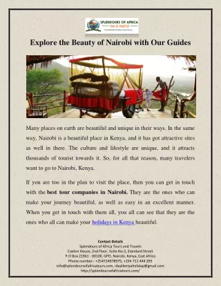 Explore the Beauty of Nairobi with Our Guides