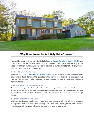 Why Does Homes by Kelli Only List NC Homes?