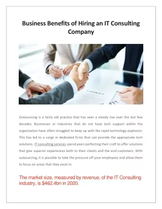 business benefits of hiring an it consulting