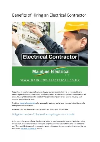 benefits of hiring an electrical contractor