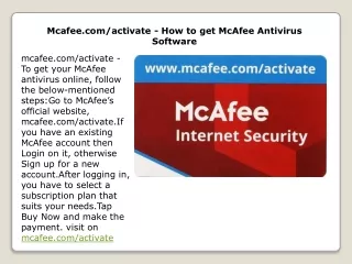 mcafee com activate how to get mcafee antivirus
