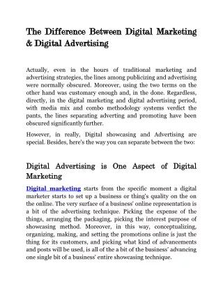 The Difference Between Digital Marketing & Digital Advertising