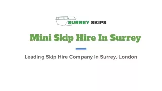 Leading Mini Skip Hire Service In Surrey & Across London