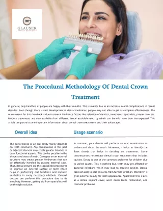 The Procedural Methodology of Dental Crown Treatment