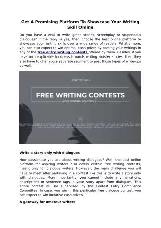 Get A Promising Platform To Showcase Your Writing Skill Online