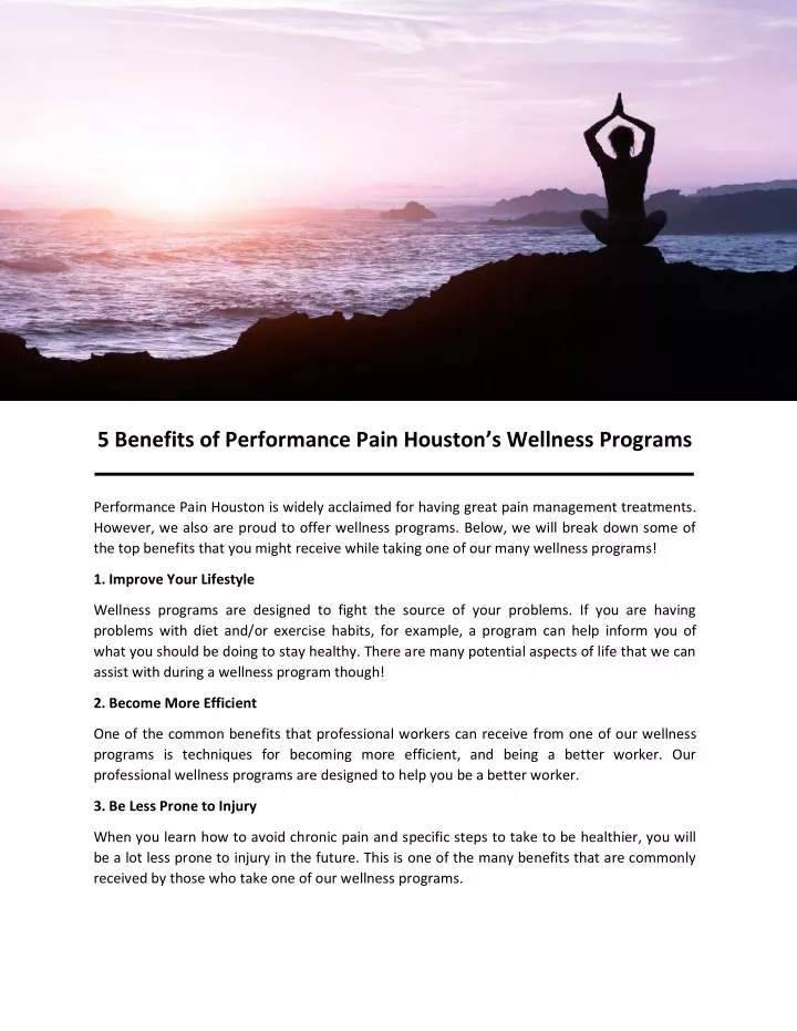 5 benefits of performance pain houston s wellness