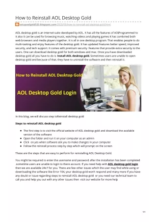How to Reinstall AOL Desktop Gold