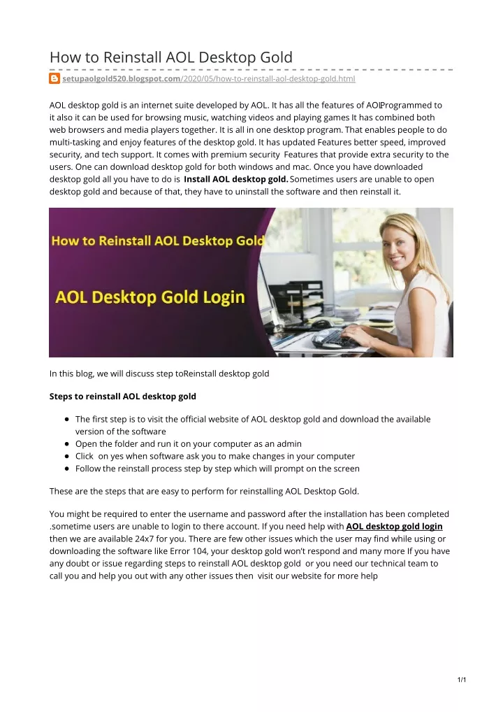 how to reinstall aol desktop gold