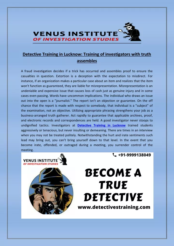 detective training in lucknow training